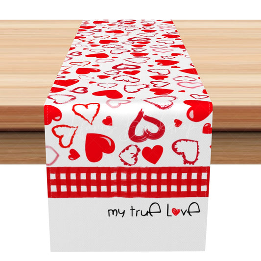 Lofaris True Love Heart Drawing Valentines Day Table Runner