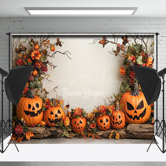 Lofaris Trunk Pumpkin Floral Branch Halloween Photo Backdrop