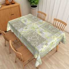 Lofaris Tulip Patchwork Rectangle Tablecloth Spring Floral Pattern Dining Table Cover Decor