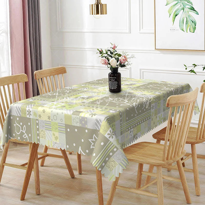 Lofaris Tulip Patchwork Rectangle Tablecloth Spring Floral Pattern Dining Table Cover Decor