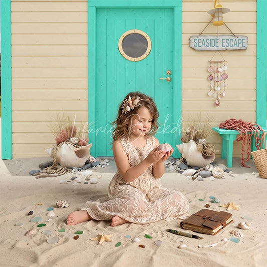 Lofaris Turquoise Beach Hut Seaside Escape Combo Set Backdrop Summer Party Photography Decor