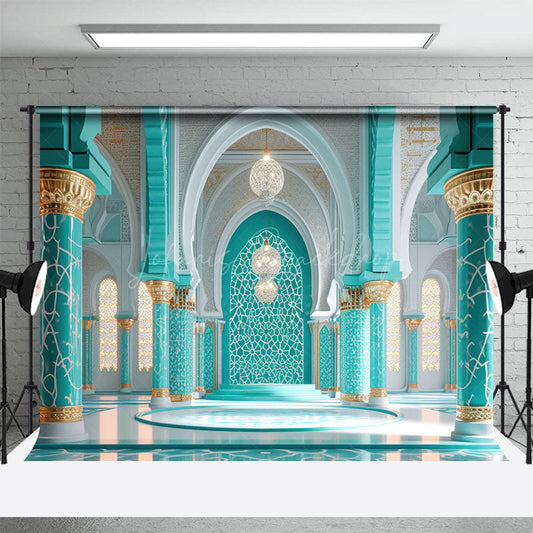 Lofaris Turquoise Grey Hall Lights Architecture Backdrop