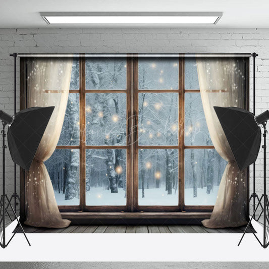 Lofaris Twinkle Light Window Winter Scene Christmas Backdrop