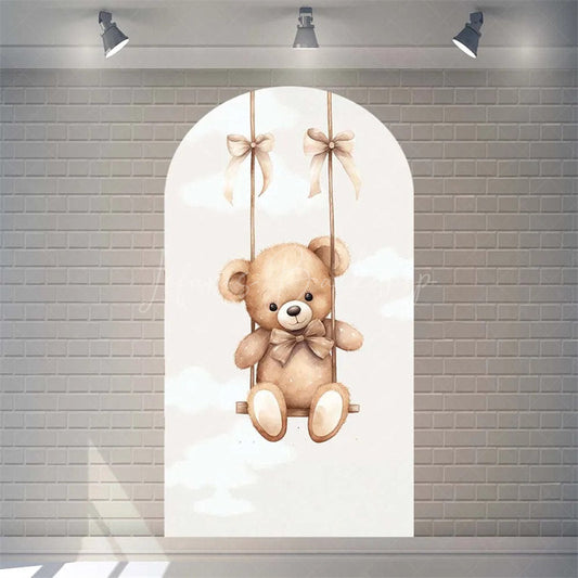 Lofaris Twinkle Little Star Teddy Bear Arch Backdrop We Can Bearly Wait for Baby Shower Moon and Clouds Party Decor