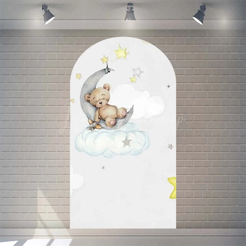 Lofaris Twinkle Little Star Teddy Bear Arch Backdrop We Can Bearly Wait for Baby Shower Moon and Clouds Party Decor