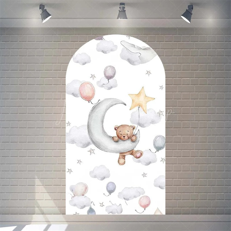 Lofaris Twinkle Little Star Teddy Bear Arch Backdrop We Can Bearly Wait for Baby Shower Moon and Clouds Party Decor