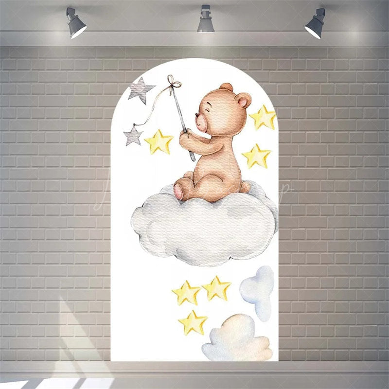 Lofaris Twinkle Little Star Teddy Bear Arch Backdrop We Can Bearly Wait for Baby Shower Moon and Clouds Party Decor