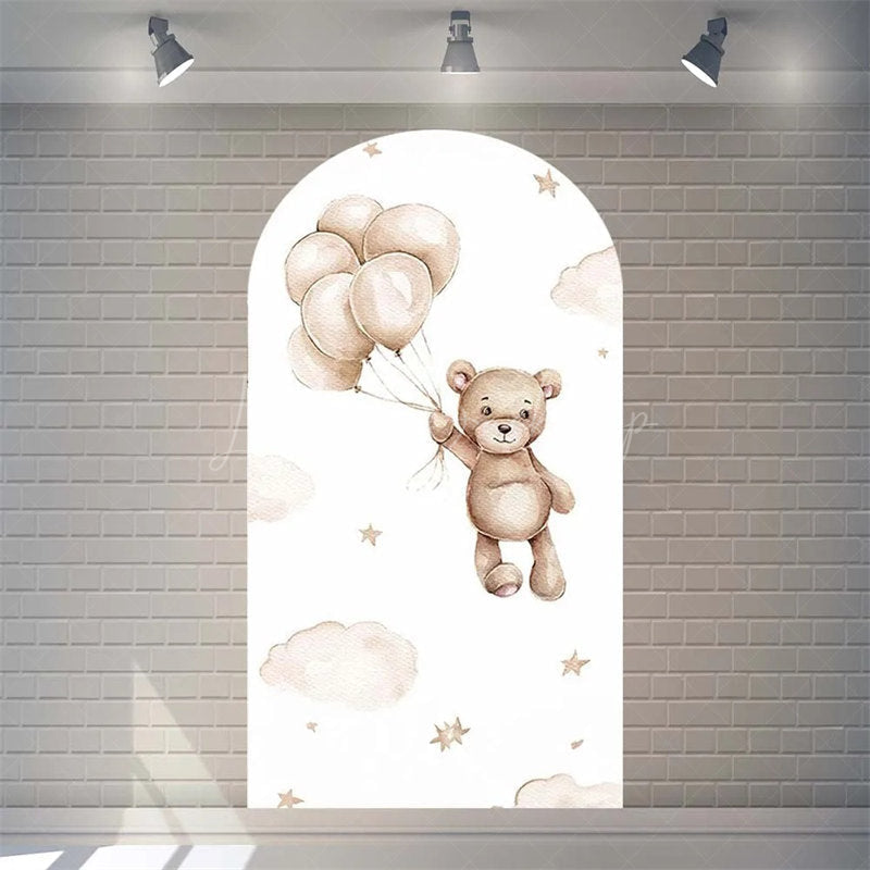 Lofaris Twinkle Little Star Teddy Bear Arch Backdrop We Can Bearly Wait for Baby Shower Moon and Clouds Party Decor