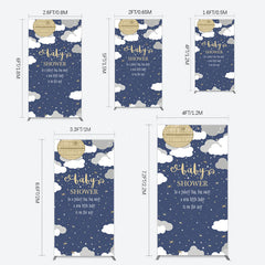 Lofaris Twinkle Moonlight Night Baby Shower Rectangle Backdrop
