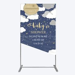Lofaris Twinkle Moonlight Night Baby Shower Rectangle Backdrop