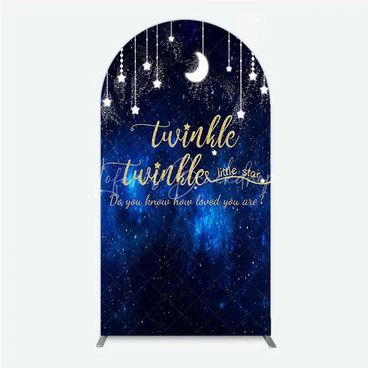 Lofaris Twinkle Little Star Arch Backdrop Blue Galaxy Moon and Stars Baby Shower Decoration