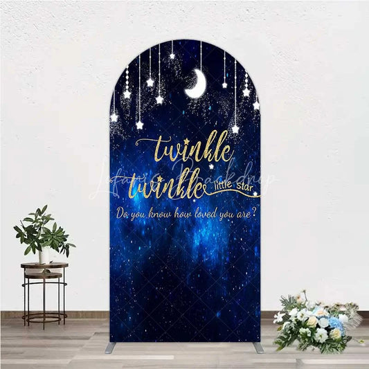 Lofaris Twinkle Little Star Arch Backdrop Blue Galaxy Moon and Stars Baby Shower Decoration