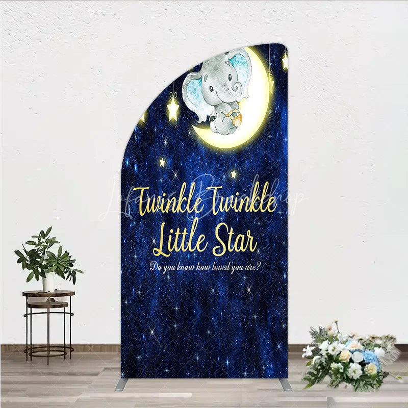 Lofaris Twinkle Little Star Elephant Half Moon Arch Backdrop and Stars Baby Shower Party Cover