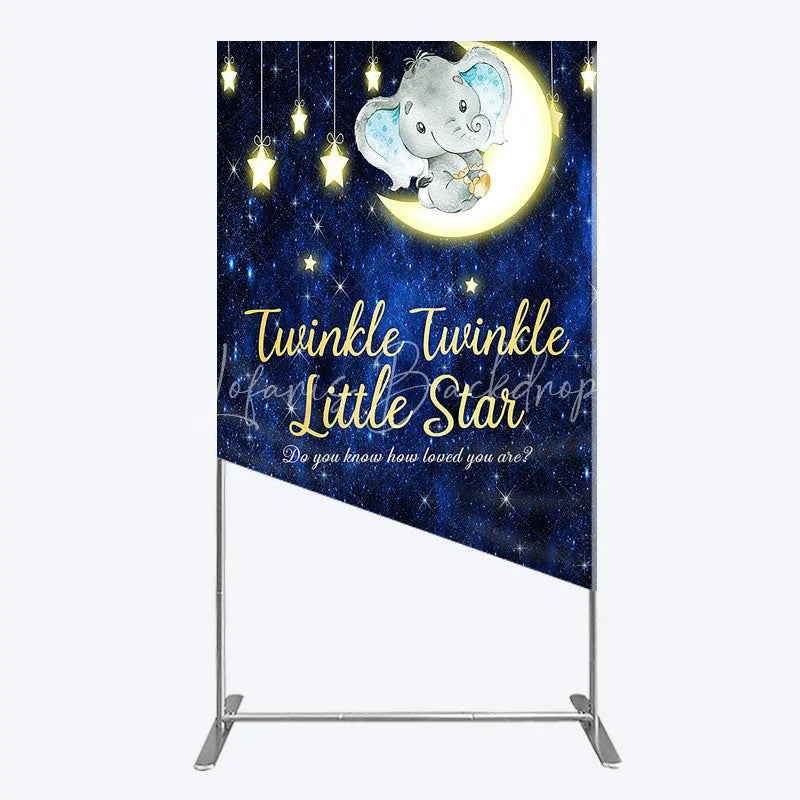 Lofaris Twinkle Little Star Elephant Rectangle Backdrop Moon and Stars Baby Shower Party Cover