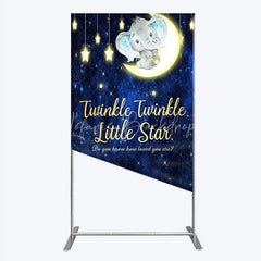 Lofaris Twinkle Little Star Elephant Rectangle Backdrop Moon and Stars Baby Shower Party Cover