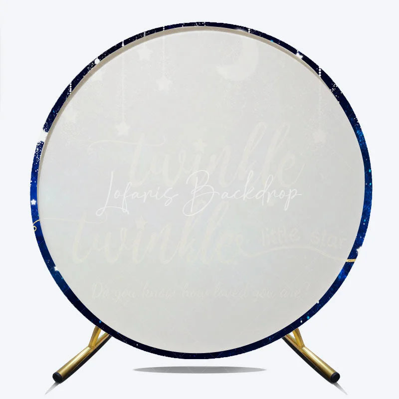 Lofaris Twinkle Little Star Galaxy Round Backdrop Navy Blue Night Sky Moon and Stars Party Cover
