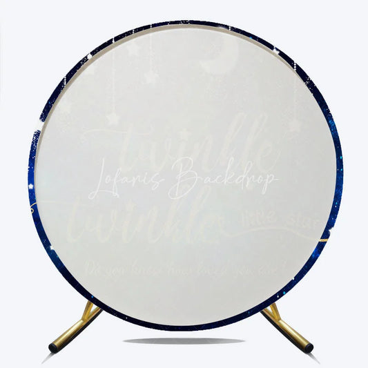 Lofaris Twinkle Little Star Galaxy Round Backdrop Navy Blue Night Sky Moon and Stars Party Cover