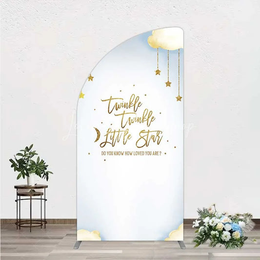 Lofaris Twinkle Little Star Half Moon Arch Backdrop Gold and Clouds Baby Shower Decoration