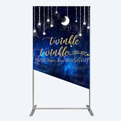 Lofaris Twinkle Little Star Rectangle Backdrop Blue Galaxy Moon and Stars Baby Shower Decoration