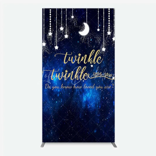 Lofaris Twinkle Little Star Rectangle Backdrop Blue Galaxy Moon and Stars Baby Shower Decoration