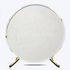 Lofaris Twinkle Little Star Round Backdrop Gold Moon and Clouds Blue Baby Shower Background