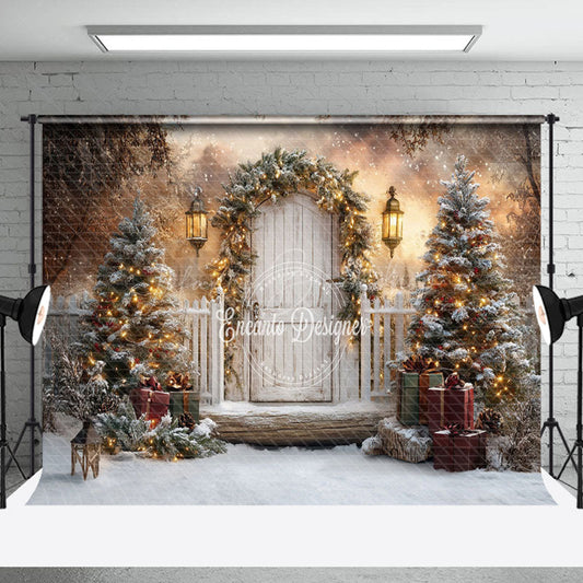 Lofaris Twinkling Lights Winter Christmas Scene Backdrop