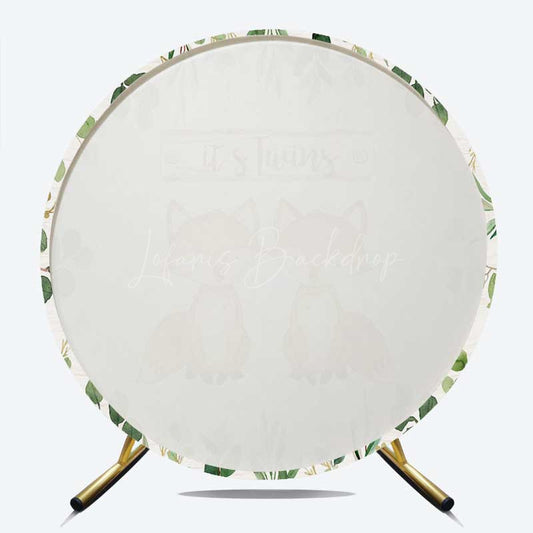 Lofaris Twins Foxes Greenery Baby Shower Round Backdrop