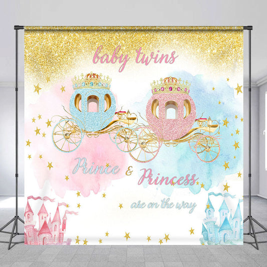 Lofaris Twins Pumpkin Carriage Custom Baby Shower Backdrop
