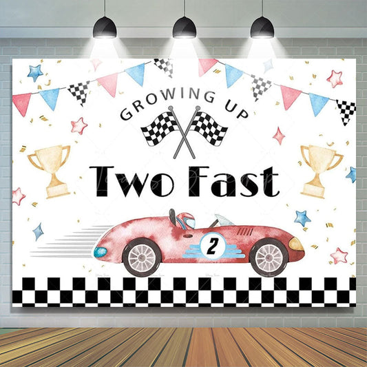 Lofaris Two Fast Racing Car Birthday Backdrop For Boys Sports Party Decor Kids Photo Prop