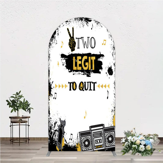 Lofaris Two Legit to Quit Birthday Arch Backdrop Second Bday Hip Hop Party Banner 90s Retro Boombox Photo Prop Decor