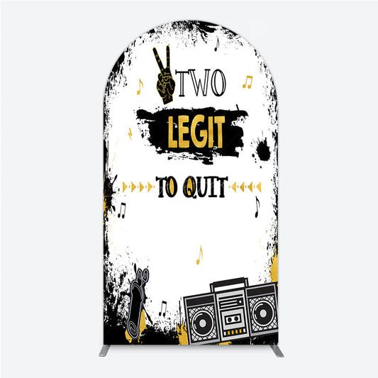 Lofaris Two Legit to Quit Birthday Arch Backdrop Second Bday Hip Hop Party Banner 90s Retro Boombox Photo Prop Decor