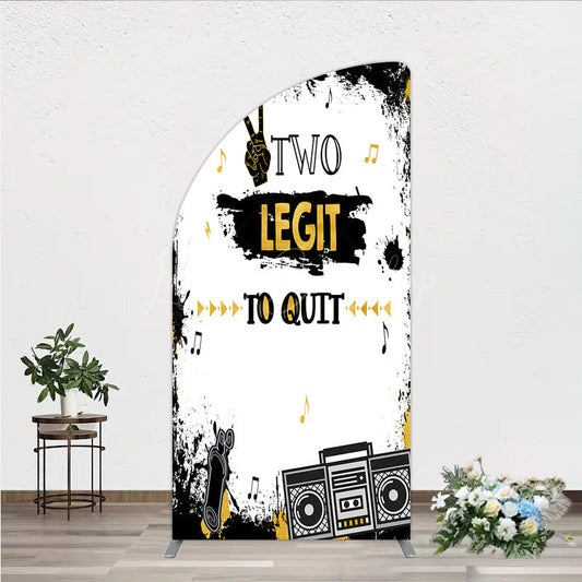 Lofaris Two Legit to Quit Birthday Half Moon Arch Backdrop Second Bday Hip Hop Party Banner 90s Retro Boombox Photo Prop Decor