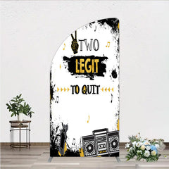 Lofaris Two Legit to Quit Birthday Half Moon Arch Backdrop Second Bday Hip Hop Party Banner 90s Retro Boombox Photo Prop Decor