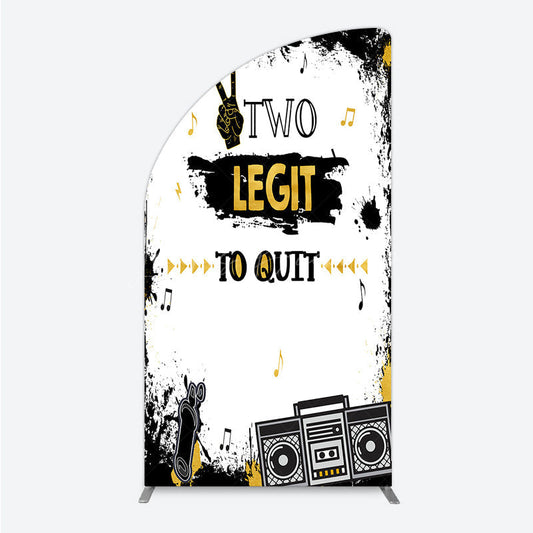 Lofaris Two Legit to Quit Birthday Half Moon Arch Backdrop Second Bday Hip Hop Party Banner 90s Retro Boombox Photo Prop Decor