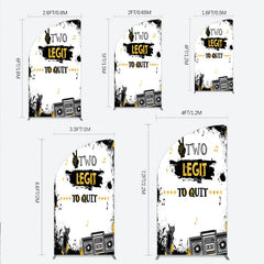 Lofaris Two Legit to Quit Birthday Half Moon Arch Backdrop Second Bday Hip Hop Party Banner 90s Retro Boombox Photo Prop Decor