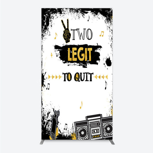 Lofaris Two Legit to Quit Birthday Rectangle Backdrop Second Bday Hip Hop Party Banner 90s Retro Boombox Photo Prop Decor