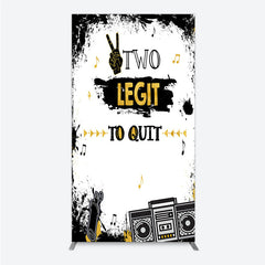 Lofaris Two Legit to Quit Birthday Rectangle Backdrop Second Bday Hip Hop Party Banner 90s Retro Boombox Photo Prop Decor