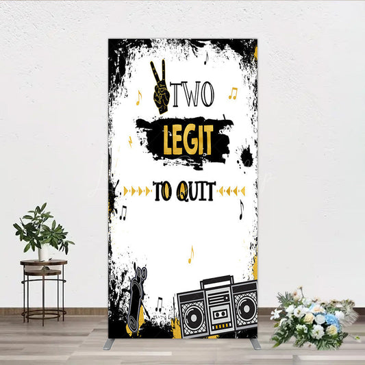 Lofaris Two Legit to Quit Birthday Rectangle Backdrop Second Bday Hip Hop Party Banner 90s Retro Boombox Photo Prop Decor