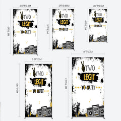 Lofaris Two Legit to Quit Birthday Rectangle Backdrop Second Bday Hip Hop Party Banner 90s Retro Boombox Photo Prop Decor