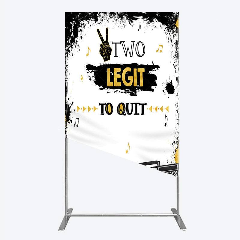 Lofaris Two Legit to Quit Birthday Rectangle Backdrop Second Bday Hip Hop Party Banner 90s Retro Boombox Photo Prop Decor