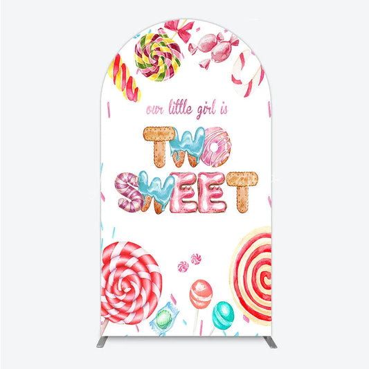 Lofaris Two Sweet Birthday Arch Backdrop Watercolor Donut Candy Party Decoration Girl 2nd Background