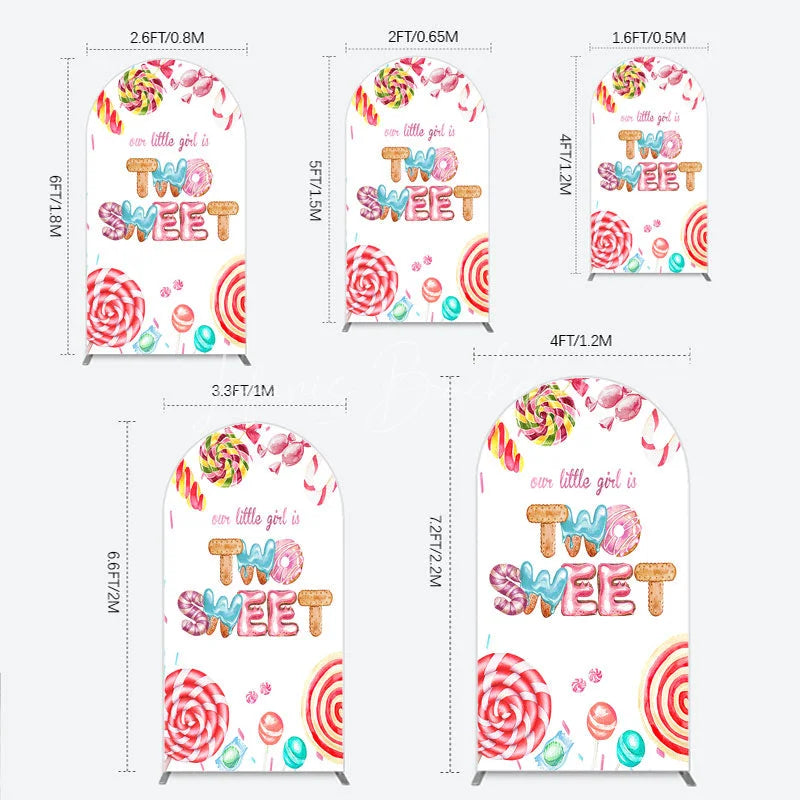 Lofaris Two Sweet Birthday Arch Backdrop Watercolor Donut Candy Party Decoration Girl 2nd Background