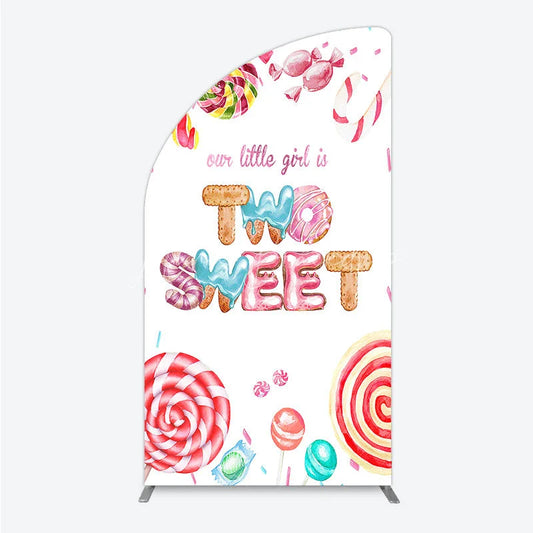Lofaris Two Sweet Birthday Half Moon Arch Backdrop Watercolor Donut Candy Party Decoration Girl 2nd Background
