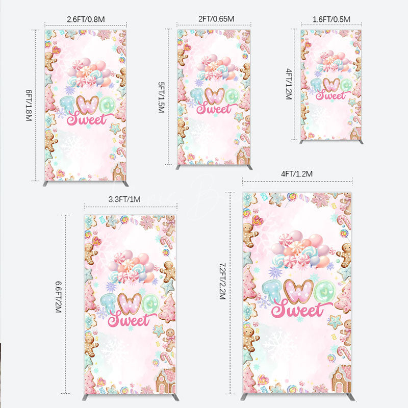 Lofaris Two Sweet Birthday Rectangle Backdrop for 2nd Winter Candyland with Gingerbread Christmas Shoppe Party