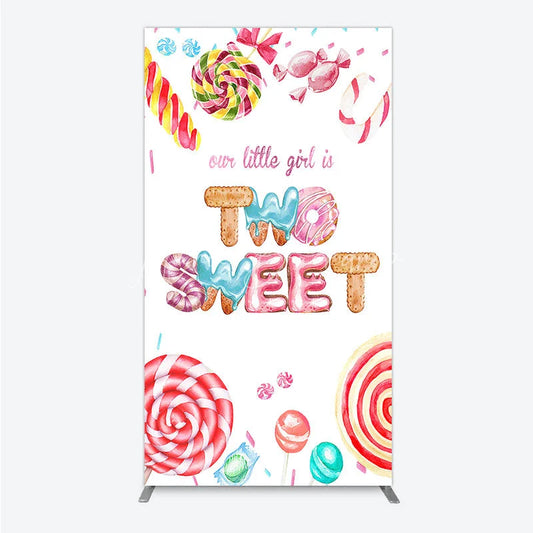 Lofaris Two Sweet Birthday Rectangle Backdrop Watercolor Donut Candy Party Decoration Girl 2nd Background