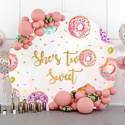 Lofaris Two Sweet Colorful Donuts Candyland Round Backdrop