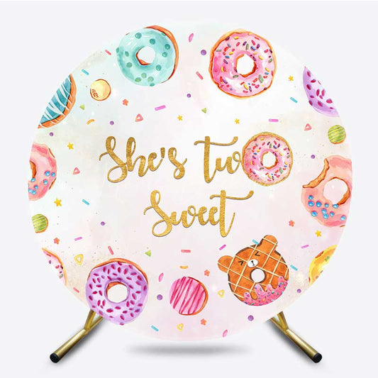 Lofaris Two Sweet Colorful Donuts Candyland Round Backdrop