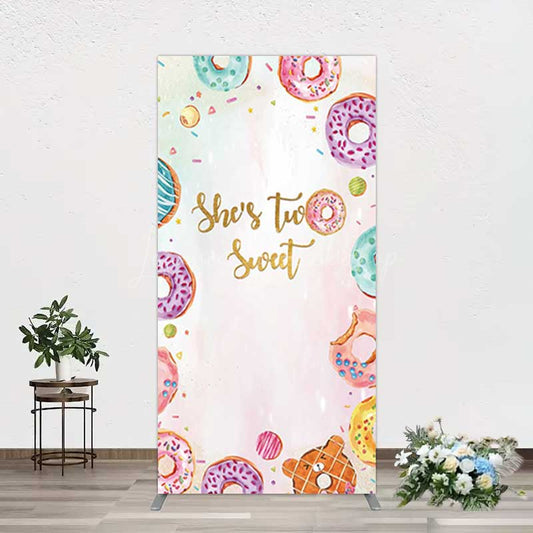 Lofaris Two Sweet Donut Pink Girl Birthday Rectangle Backdrop