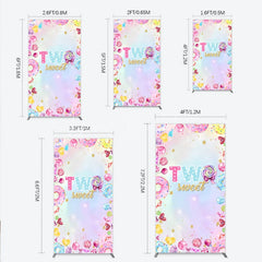 Lofaris Two Sweet Rectangleed Backdrop for 2nd Birthday Candyland Donut Lollipop Party Pastel Rainbow Dessert Table Decor