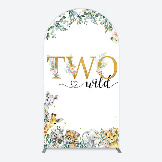 Lofaris Two Wild Animals Boy Birthday Arch Backdrop
